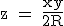 \rm z = \frac{xy}{2R}