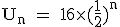 \rm~U_n~=~16\times(\frac{1}{2})^n