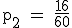 \rm~p_2~=~\frac{16}{60}
