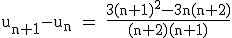 \rm~u_{n+1}-u_n~=~\frac{3(n+1)^2-3n(n+2)}{(n+2)(n+1)}