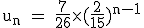 \rm~u_n~=~\frac{7}{26}\times~(\frac{2}{15})^{n-1}