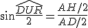 \sin\frac{\hat{DUR}}{2}=\frac{AH/2}{AD/2}