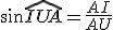 \sin\hat{IUA}=\frac{AI}{AU}