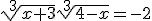 \sqrt[3]{x+3}\sqrt[3]{4-x}=-2