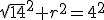 \sqrt{14}^2+r^2=4^2