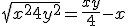 \sqrt{x^2+4y^2} = \frac{xy}4 - x