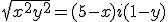 \sqrt{x^2+y^2} = (5-x)+i(1-y)