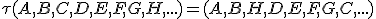 \tau(A,B,C,D,E,F,G,H,...)=(A,B,H,D,E,F,G,C,...)