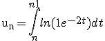 \tex{u_n} = \Bigint_n^{n+1} ln(1+e^{-2t})dt