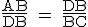 \textrm \frac{AB}{DB} = \frac{DB}{BC}