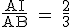 \textrm \frac{AI}{AB} = \frac{2}{3}