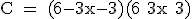 \textrm C = (6-3x-3)(6+3x+3)