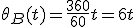 \theta_B(t)=\frac{360}{60}t=6t