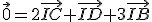 \vec{0}=2\vec{IC}+\vec{ID}+3\vec{IB}