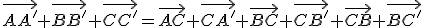 \vec{AA'}+\vec{BB'}+\vec{CC'}=\vec{AC}+\vec{CA'}+\vec{BC}+\vec{CB'}+\vec{CB}+\vec{BC'}