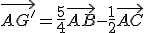 \vec{AG'}=\frac{5}{4}\vec{AB}-\frac{1}{2}\vec{AC}