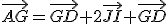 \vec{AG}=\vec{GD}+2\vec{JI}+\vec{GD}