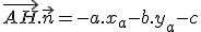 \vec{AH}.\vec{n}=-a.x_a-b.y_a-c