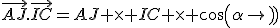 \vec{AJ}.\vec{IC}=AJ \times IC \times cos(\alpha)