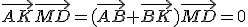 \vec{AK}\vec{MD}=(\vec{AB}+\vec{BK})\vec{MD}=0