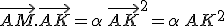 \vec{AM}.\vec{AK}=\alpha\,\vec{AK}^2=\alpha\,AK^2