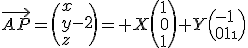 \vec{AP}=\(x\\y-2\\z\)= X\(1\\0\\1\)+Y\(-1\\0\\1\)
