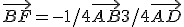 \vec{BF} = -1/4\vec{AB} + 3/4\vec{AD}