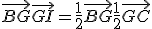\vec{BG} + \vec{GI} = \frac{1}{2}\vec{BG} + \frac{1}{2}\vec{GC}