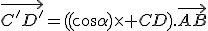 \vec{C'D'}=((\cos\alpha)\times CD).\vec{AB}
