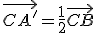 \vec{CA'}=\frac{1}{2}\vec{CB}