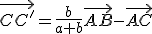 \vec{CC'}=\frac{b}{a+b}\vec{AB}-\vec{AC}