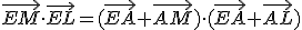 \vec{EM}\cdot\vec{EL}=(\vec{EA}+\vec{AM})\cdot(\vec{EA}+\vec{AL})