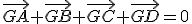 \vec{GA}+\vec{GB}+\vec{GC}+\vec{GD}=0