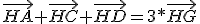 \vec{HA}+\vec{HC}+\vec{HD}=3*\vec{HG}