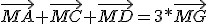 \vec{MA}+\vec{MC}+\vec{MD}=3*\vec{MG}