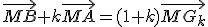 \vec{MB}+k\vec{MA}=(1+k)\vec{MG_k}