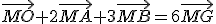 \vec{MO}+2\vec{MA}+3\vec{MB}=6\vec{MG}