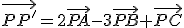 \vec{PP'}=2\vec{PA}-3\vec{PB}+\vec{PC}