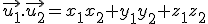 \vec{u_1}.\vec{u_2}=x_1x_2+y_1y_2+z_1z_2