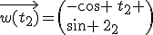 \vec{w(t_2)}=\(-\cos%20\,t_2%20\\\sin%20\,t_2\)