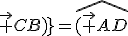 \widehat{(\vec {AD};\vec {CB})}=\widehat{(\vec {AD};\vec {AC})}+\widehat{(\vec {AC};\vec {CA})}+\widehat{(\vec {CA};\vec {CB})}