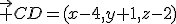 \vec {CD}=(x-4,y+1,z-2)