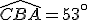 \widehat{CBA}=53^\circ