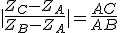 |\frac{Z_C-Z_A}{Z_B-Z_A}|=\frac{AC}{AB}