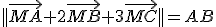 ||\vec{MA}+2\vec{MB}+3\vec{MC}||=AB