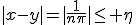|x-y|=|\frac{1}{n\pi}|\le \eta