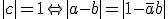 
 \\ 
 \\ \mid{c}\mid=1 \Leftrightarrow \mid{a-b}\mid = \mid{1-\bar{a}b}\mid 