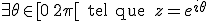 z \in \Gamma &\;\Longleftrightarrow\;& \exists \theta \in [0 \, 2\pi[ \rm{ tel que }\,z = e^{i \theta} 