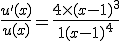  \frac{u'(x)}{u(x)} = \frac{4 \times (x-1)^{3}}{1+(x-1)^{4}} 