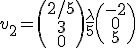  \large v_2=\(\array{ 2/5\\3\\0} \)+ \frac \lambda 5 \(\array{-2\\0\\5}\)